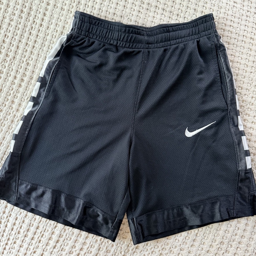Nike Vintage Elite Stripe Short Basketball Dazzle Shorts Dri Fit Black White‎
